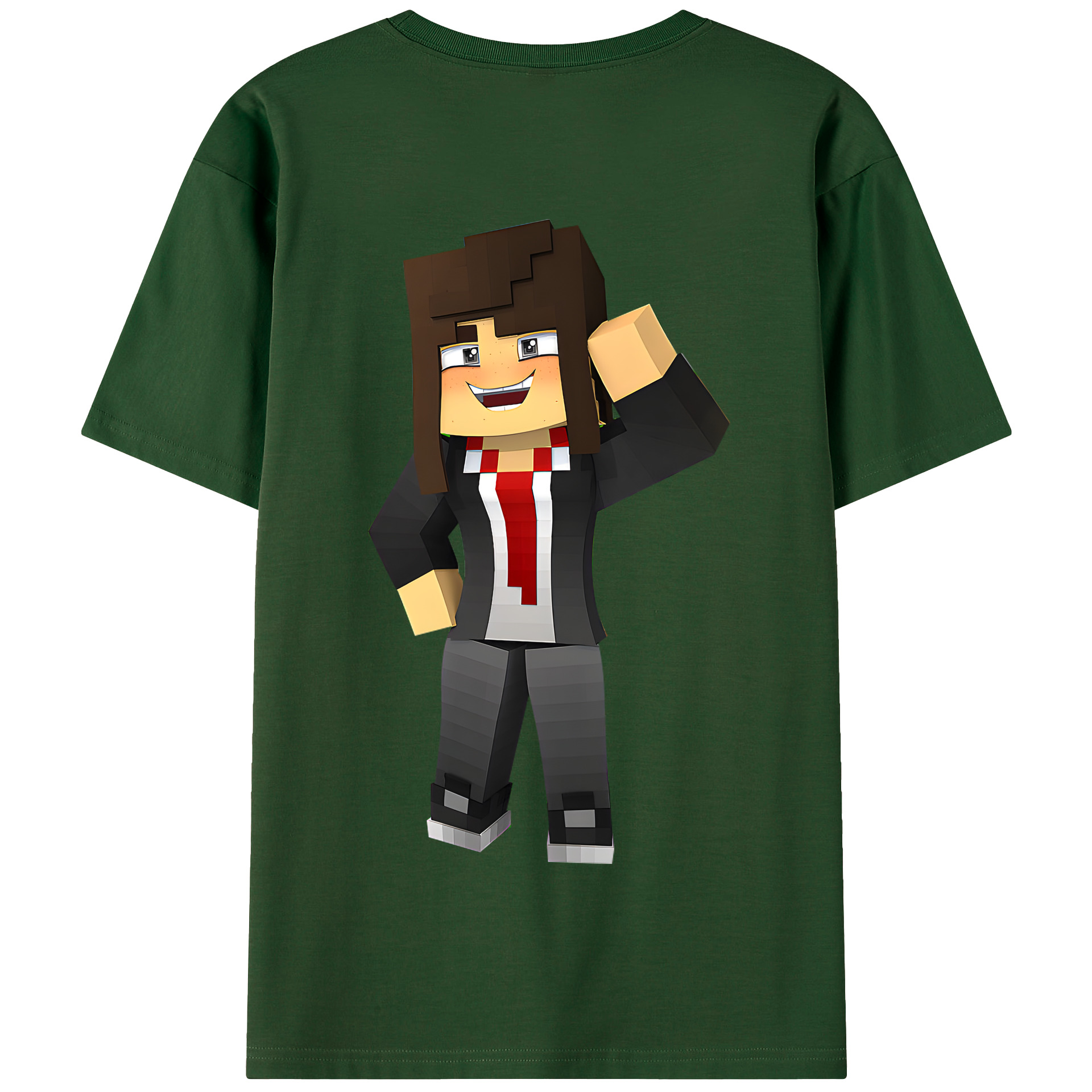 （画像用） マインクラフト ブロックの世界 Minecraft MC Block world 綿100％半袖Tシャツ（背面プリント）